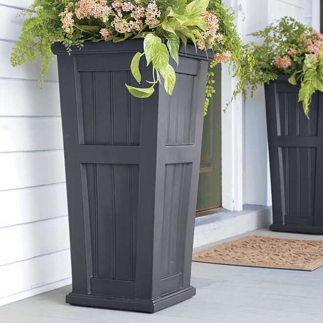 Plow & Hearth Lexington Tall Self-Watering Plastic Pot Planter ...